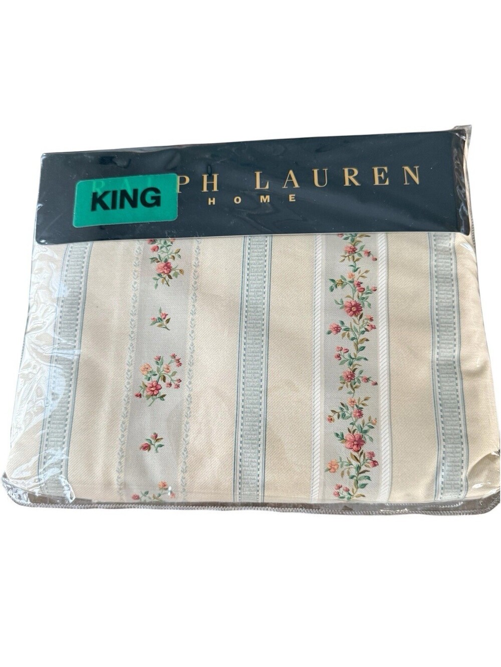 Vintage Ralph Lauren King Size Flat Sheet Julianne Blue 100% Cotton Cottage Core